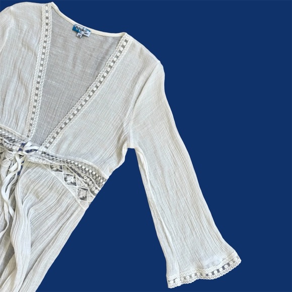 Rebellion White Maxi Swim Cover-up Lightweight Front Tie Size M - EUC - Picture 8 of 11